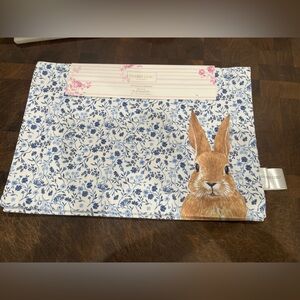 Shabby Chic Blue & White floral rabbit placemat set of 4 - Brand new